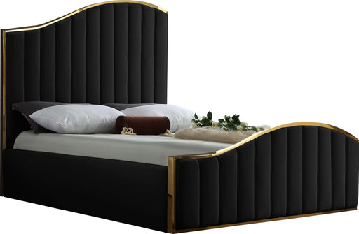 Jolie Black Velvet Queen Bed (3 Boxes) image