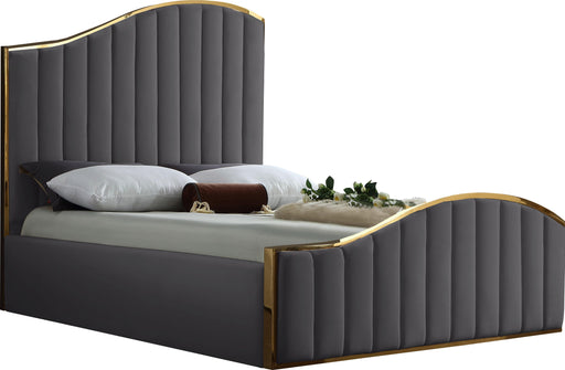 Jolie Grey Velvet Queen Bed (3 Boxes) image