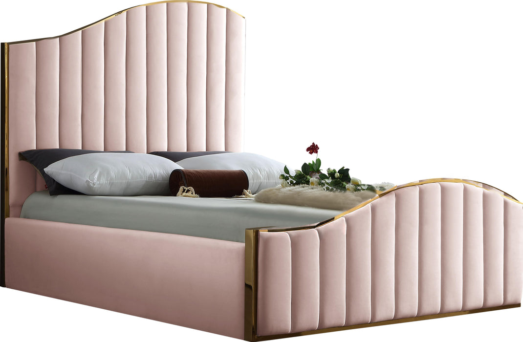 Jolie Pink Velvet Queen Bed (3 Boxes) image