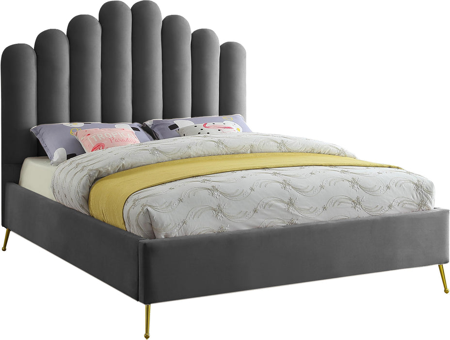 Lily Grey Velvet Queen Bed image