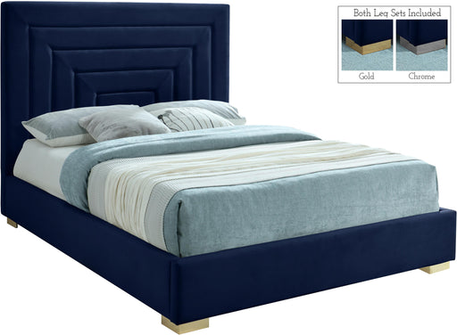 Nora Navy Velvet King Bed image