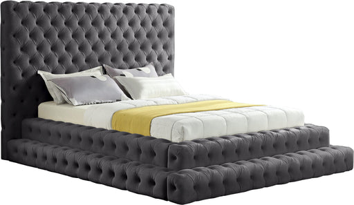 Revel Grey Velvet Queen Bed (3 Boxes) image