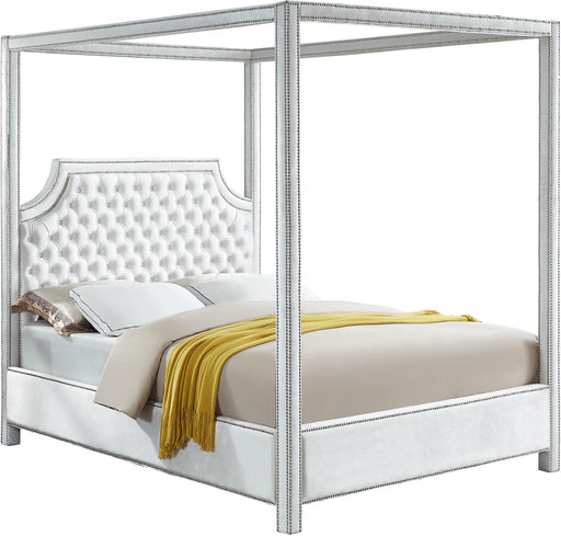 Rowan White Velvet Queen Bed (3 Boxes) image