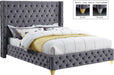 Savan Grey Velvet Queen Bed image