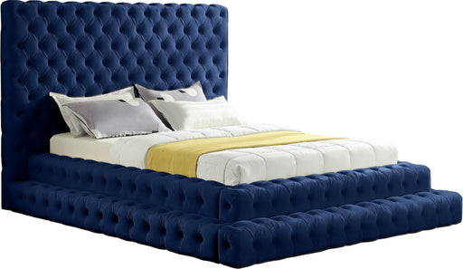 Revel Navy Velvet Queen Bed (3 Boxes) image