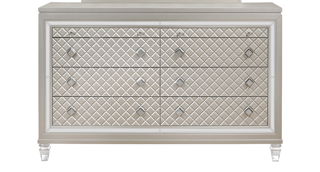dresser champagne 1600mm Contemporary 9-Drawer Bedroom for Storage in GoldHomary measuring 72 inches wide YUTZY WOODWORKING Bedroom Champagne 9