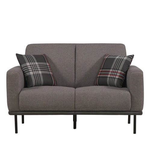 Charcoal and Plaid Loveseat with 2 Pillows image