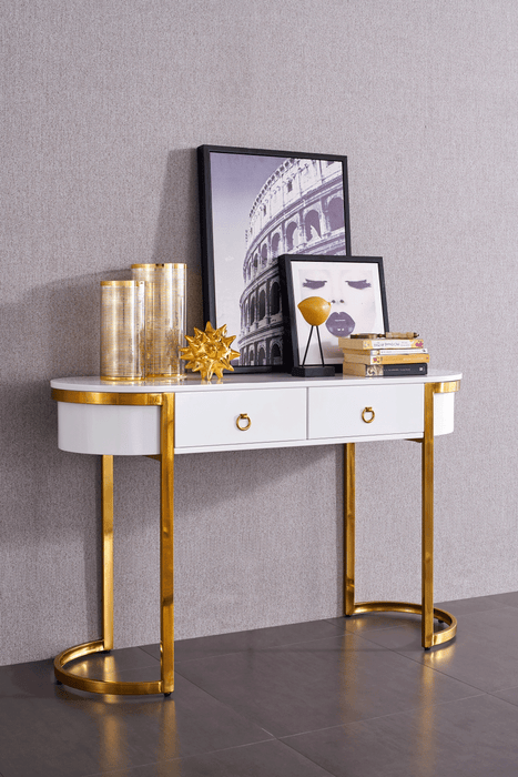 131 Hallway Console Table White/Gold SET
