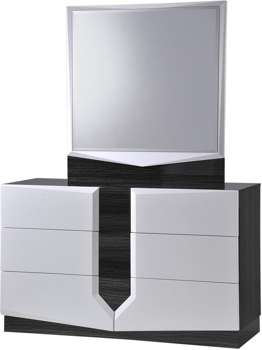 Global Furniture Hudson Platform Bedroom Set in Zebra Grey/ White