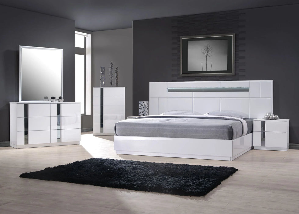 Palermo White Lacquer Platform Bed