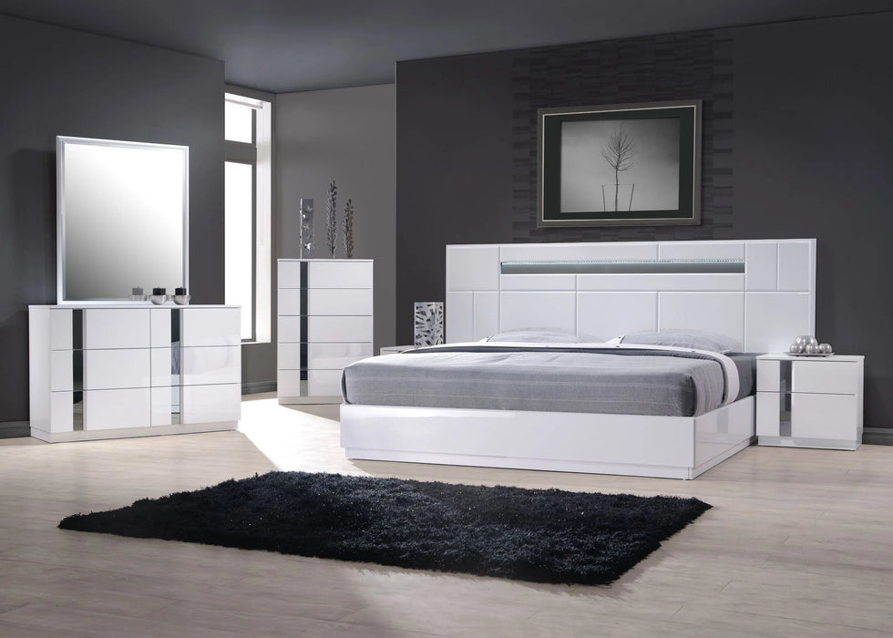 Palermo White Lacquer Platform Bedroom Set