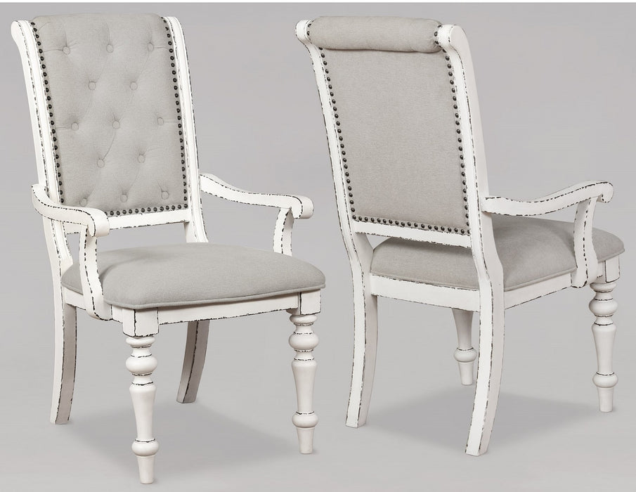 Crown Mark Bardot Arm Chair (Set of 2) in White/Brown 2275A image
