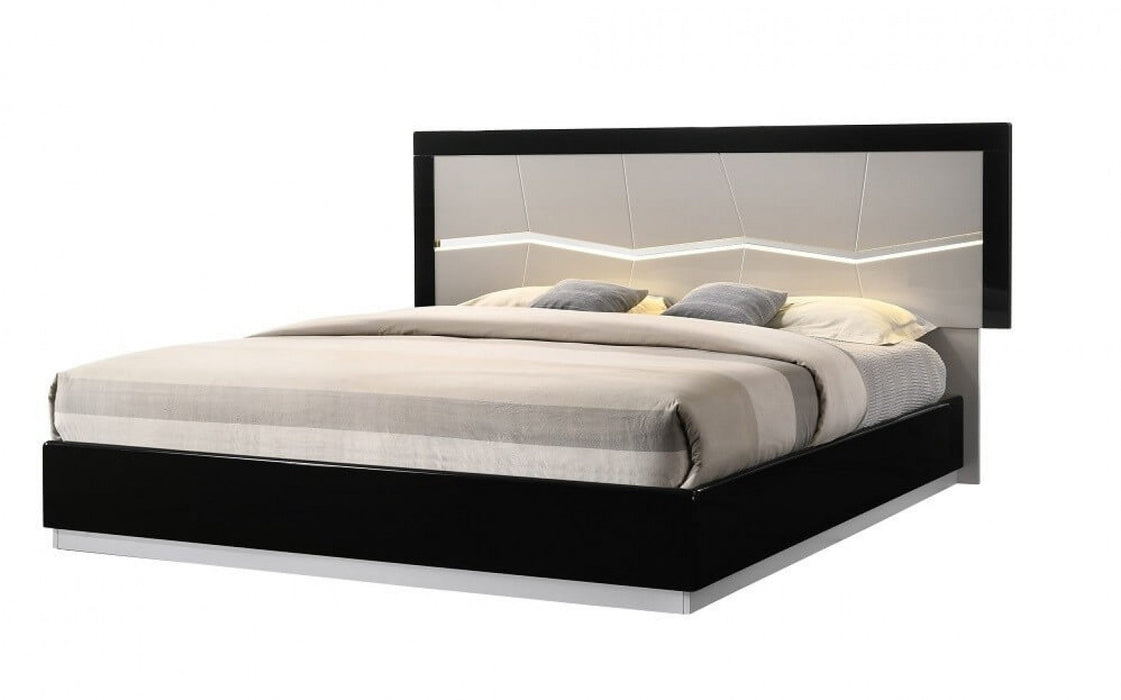Turin Light Grey and Black Lacquer Platform Bed